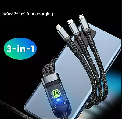 Super Fast 3 in 1 Charging Cable 100w Pack of 1