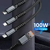 Super Fast 3 in 1 Charging Cable 100w Pack of 1