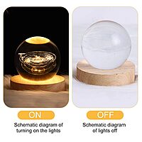 3D Crystal Ball Night Lamp With Wooden Base Pack of 1