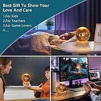 3D Crystal Ball Night Lamp With Wooden Base Pack of 1