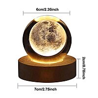 3D Crystal Ball Night Lamp With Wooden Base Pack of 1