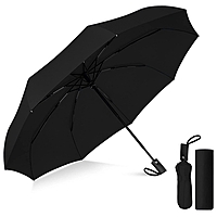 Auto Open Close Travel Umbrella Windproof Pack of 1 (Colour: Black)