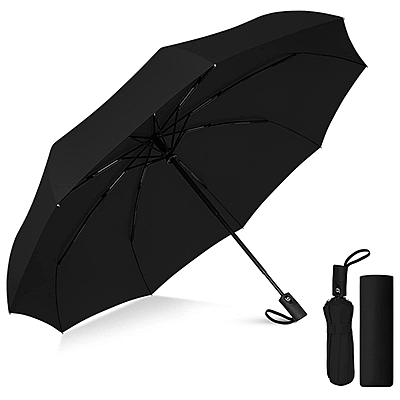 Auto Open Close Travel Umbrella Windproof Pack of 1 (Colour: Black)