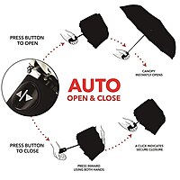 Auto Open Close Travel Umbrella Windproof Pack of 1 (Colour: Black)