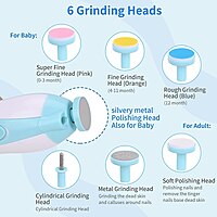 Baby Nail File Electric Trimmer Kit with Light and 5 Grinding Heads Pack of 1 Baby Nail File Electric Trimmer Kit with Light and 5 Grinding Heads Pack of 1