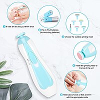 Baby Nail File Electric Trimmer Kit with Light and 5 Grinding Heads Pack of 1 Baby Nail File Electric Trimmer Kit with Light and 5 Grinding Heads Pack of 1