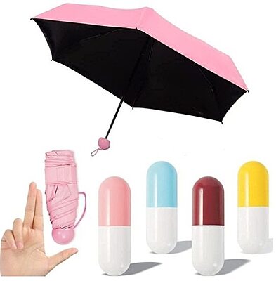 Foldable Mini Capsule Umbrella Pack of 1 (Multicolour)