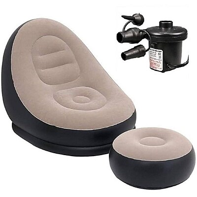Inflatable Recliner Chair Sofa with Footrest Pack of 1 (Colour:Beige)