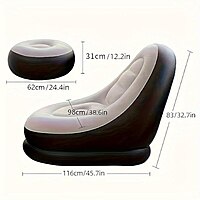 Inflatable Recliner Chair Sofa with Footrest Pack of 1 (Colour:Beige)