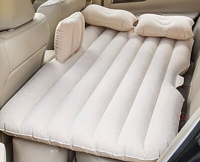 Multifunctional Inflatable Car Travel Bed Sofa Mattress Universal Fit Pack of 1 (Colour: Pink/Grey)