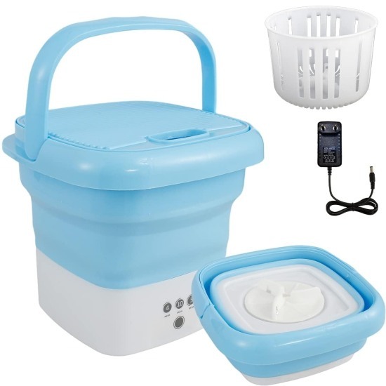 Portable Folding Mini Washing Machine, Bucket Washer for Clothes Laundry Pack of 1 (Colour: Blue/Pink) Portable Folding Mini Washing Machine, Bucket Washer for Clothes Laundry Pack of 1 (Colour: Blue/Pink)