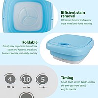 Portable Folding Mini Washing Machine, Bucket Washer for Clothes Laundry Pack of 1 (Colour: Blue/Pink) Portable Folding Mini Washing Machine, Bucket Washer for Clothes Laundry Pack of 1 (Colour: Blue/Pink)