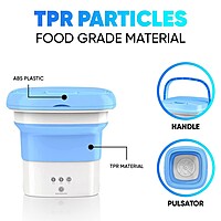 Portable Folding Mini Washing Machine, Bucket Washer for Clothes Laundry Pack of 1 (Colour: Blue/Pink) Portable Folding Mini Washing Machine, Bucket Washer for Clothes Laundry Pack of 1 (Colour: Blue/Pink)
