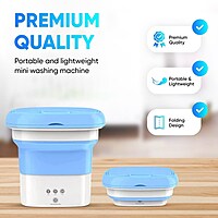 Portable Folding Mini Washing Machine, Bucket Washer for Clothes Laundry Pack of 1 (Colour: Blue/Pink) Portable Folding Mini Washing Machine, Bucket Washer for Clothes Laundry Pack of 1 (Colour: Blue/Pink)