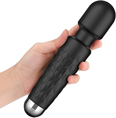 Rechargeable Body Massager for Women and Men / Handheld Waterproof Vibrate Wand Massage (Colour: Black)