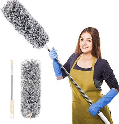 Microfiber Feather Duster Extension Long Up to 100 inch Mop Pack of 2